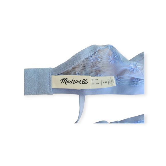 Madewell dusty blue floral embroidered mesh bralette in rainwashed peri size M - Picture 6 of 9